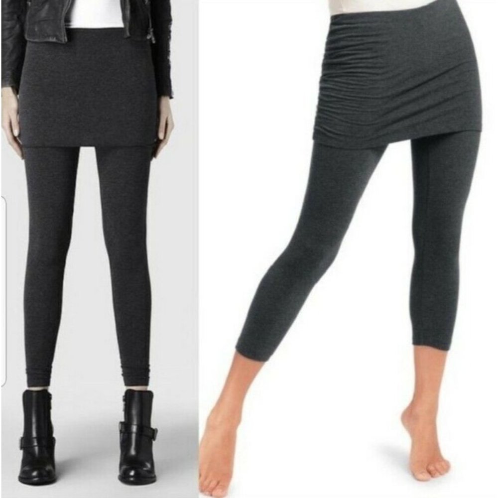 CAbi #3210 Skirted Spacedye M’leggings Size Small Black Gray